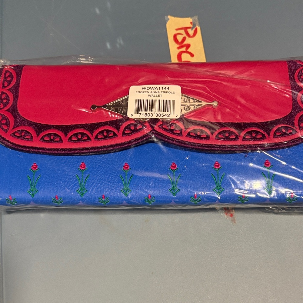 Loungefly Pink and Blue Embroidered Trifold Wallet